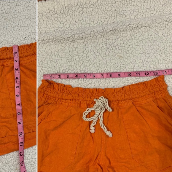 ROXY Orange Linen Blend Oceanside Beach Shorts Large ARJNS03007 NLE0 - Picture 14 of 14